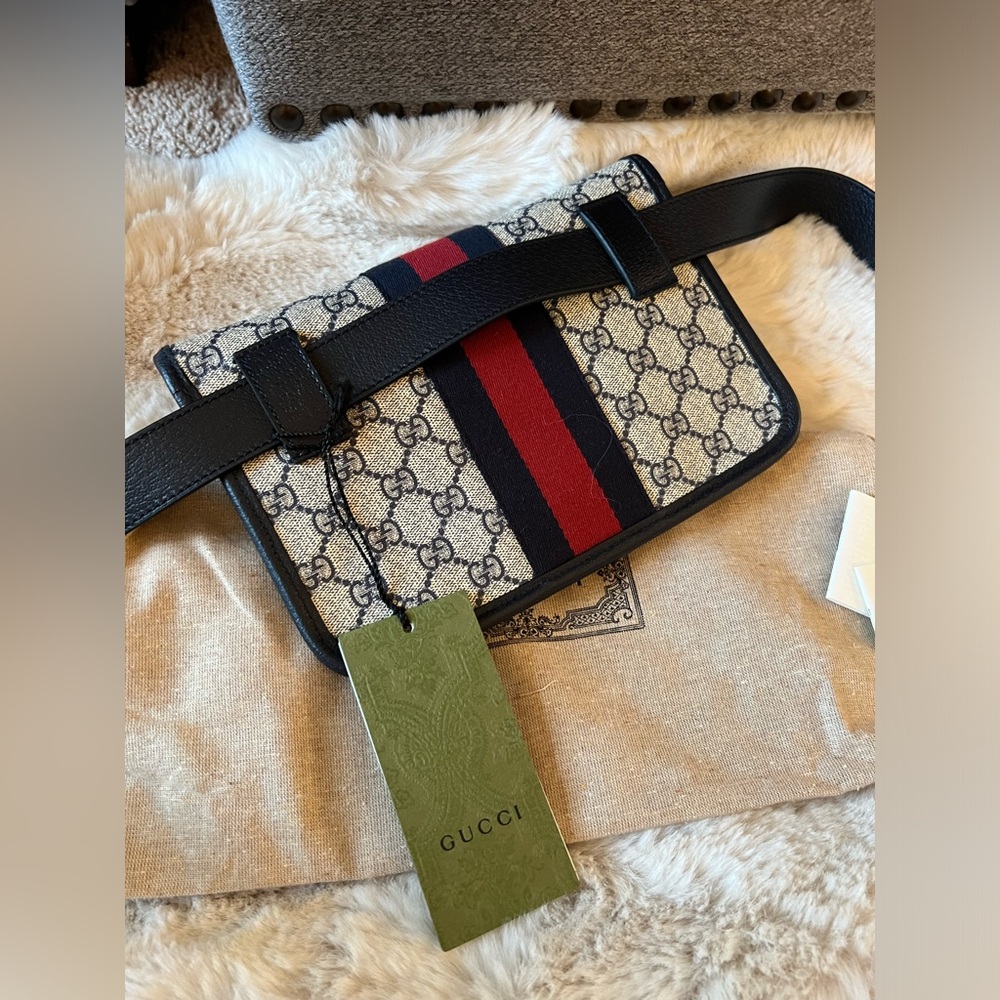 New GUCCI Ophidia GG Supreme Monogram Web Belt crossbody Bag 100/40 Bei… - Picture 7 of 13